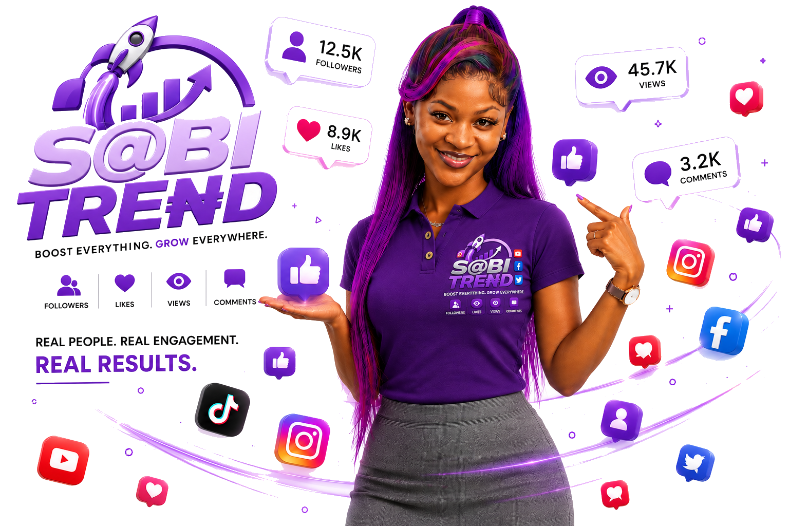Sabi Trend — boost followers, likes, views and comments across every platform